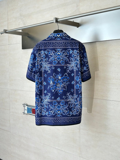 260428 New high-quality floral Cuban collar printed set of short-sleeved shirts