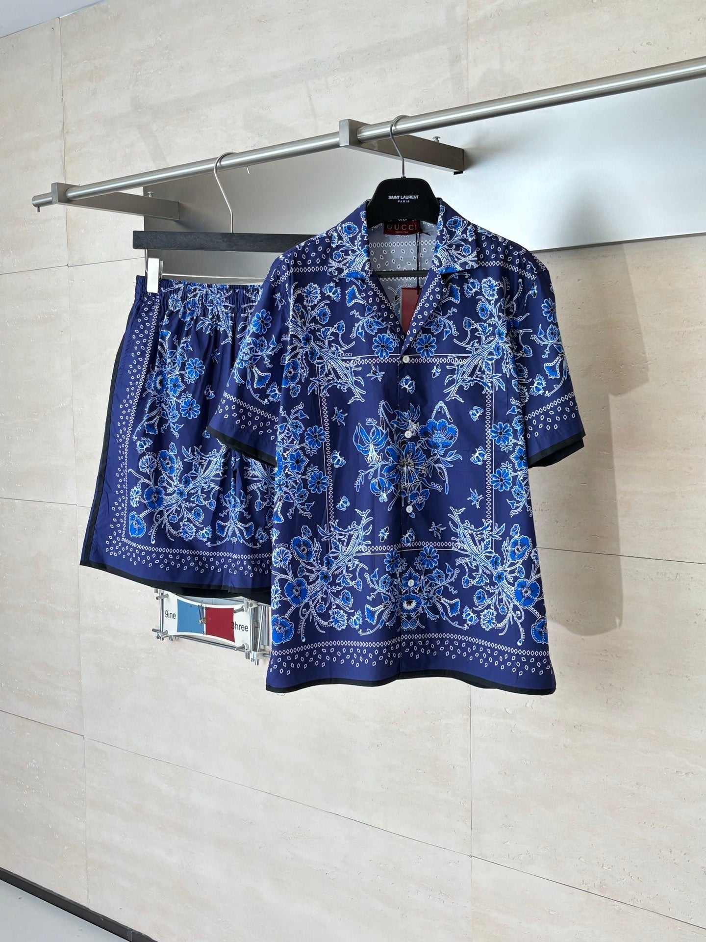 260428 New high-quality floral Cuban collar printed set of short-sleeved shirts