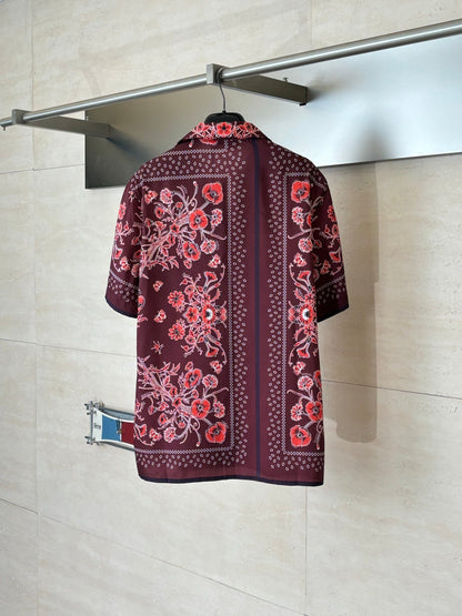 260428 New high-quality floral Cuban collar printed set of short-sleeved shirts