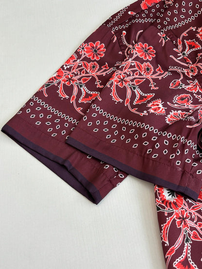 260428 New high-quality floral Cuban collar printed set of short-sleeved shirts