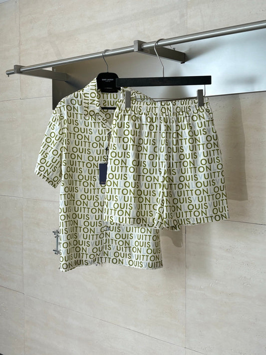260428 New high-quality full-print lettered cotton suit shorts