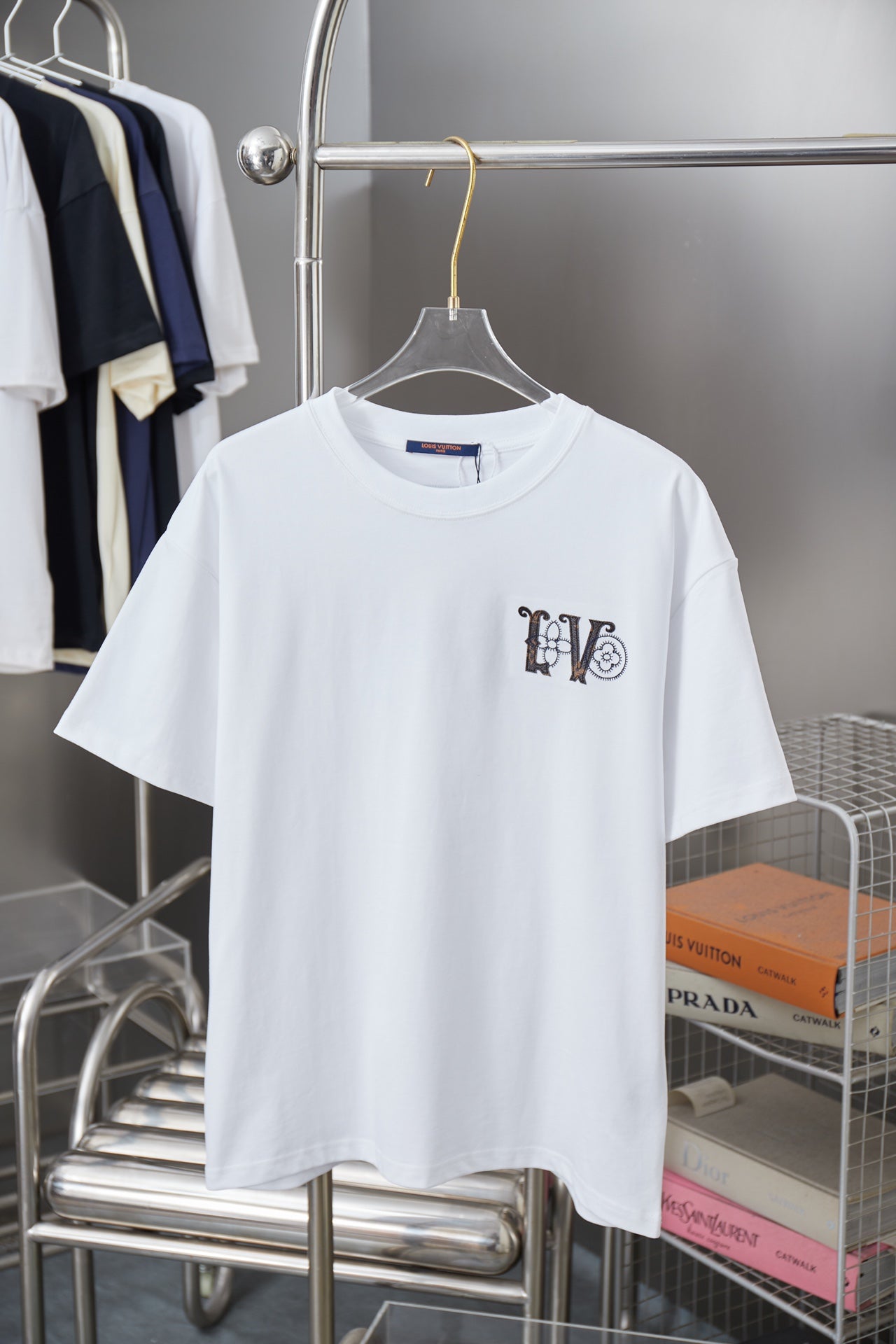 260428 New high-quality leather-stitched embroidered heavy-duty T-shirt