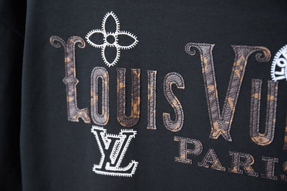 260428 New high-quality leather-stitched embroidered heavy-duty T-shirt