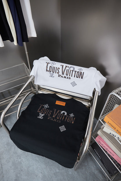 260428 New high-quality leather-stitched embroidered heavy-duty T-shirt