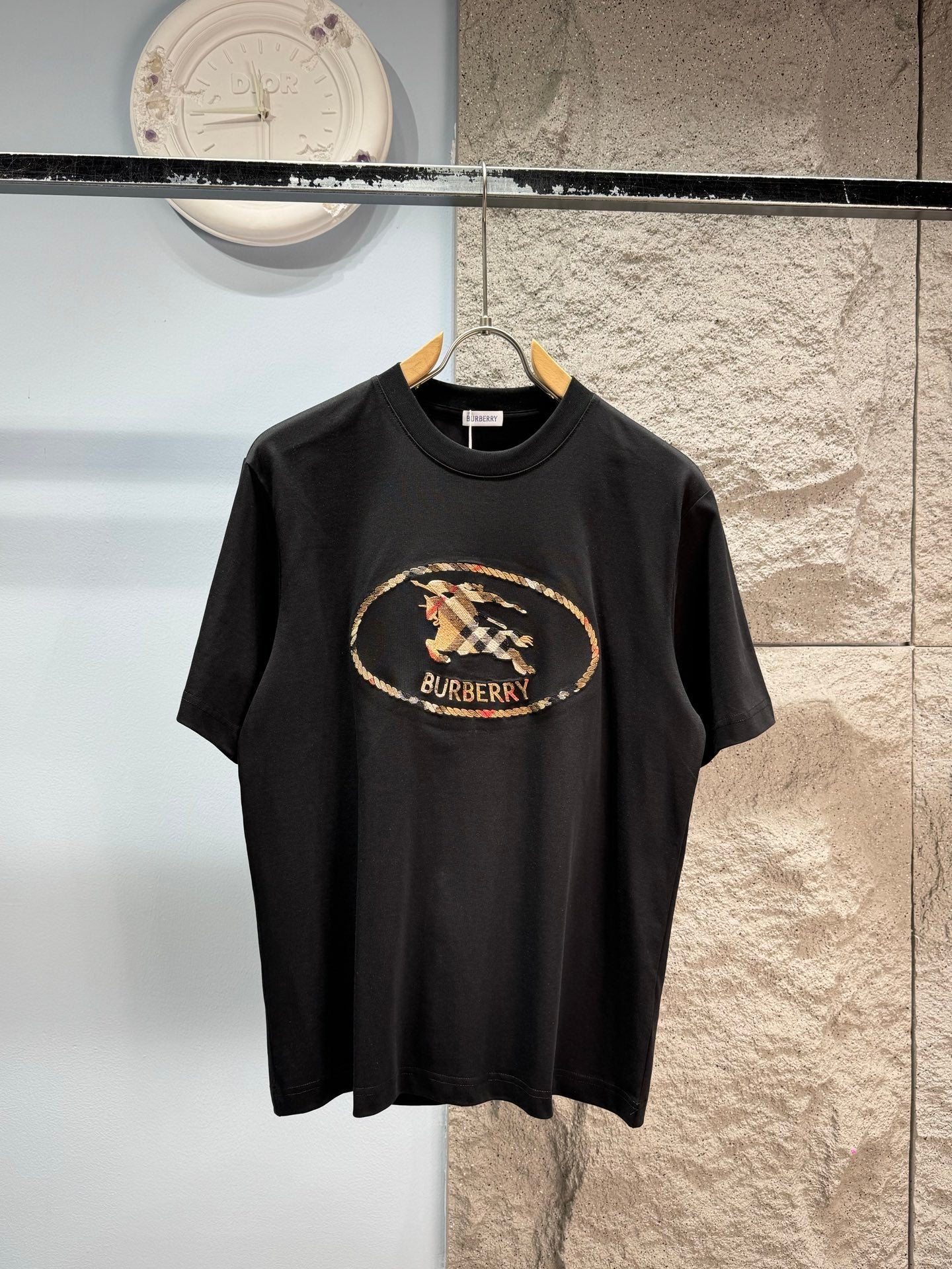 260428 New high-quality checked knight embroidery T-shirt