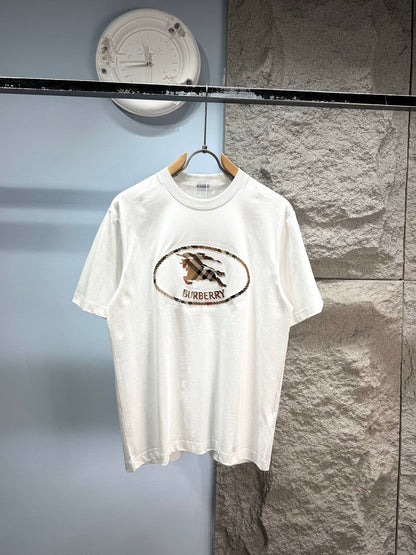 260428 New high-quality checked knight embroidery T-shirt