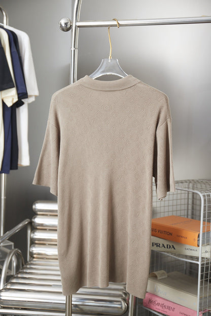 260506 New high-quality mesh lyocell knitted short-sleeved shirt