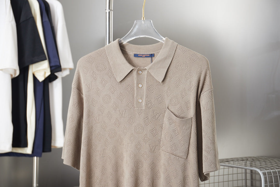 260506 New high-quality mesh lyocell knitted short-sleeved shirt