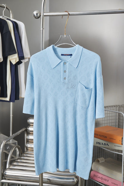 260506 New high-quality mesh lyocell knitted short-sleeved shirt