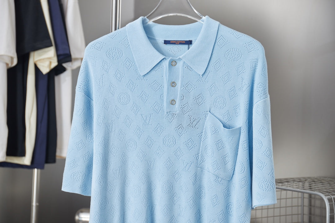260506 New high-quality mesh lyocell knitted short-sleeved shirt