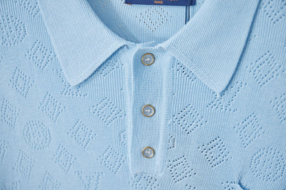 260506 New high-quality mesh lyocell knitted short-sleeved shirt