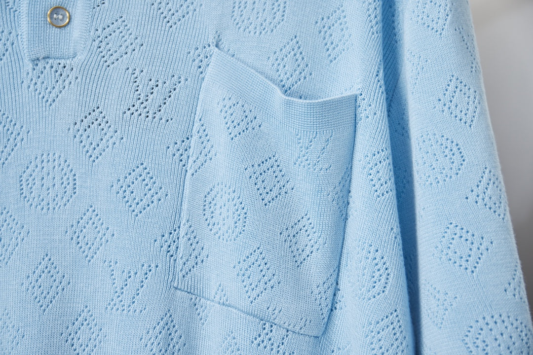 260506 New high-quality mesh lyocell knitted short-sleeved shirt