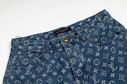 260506 New high-quality classic floral-printed denim shorts