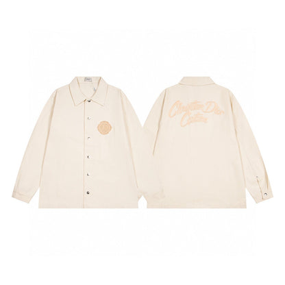 260506 New high-quality beige embroidered printed denim jacket