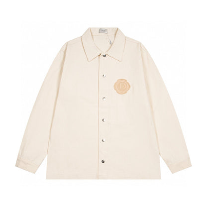 260506 New high-quality beige embroidered printed denim jacket