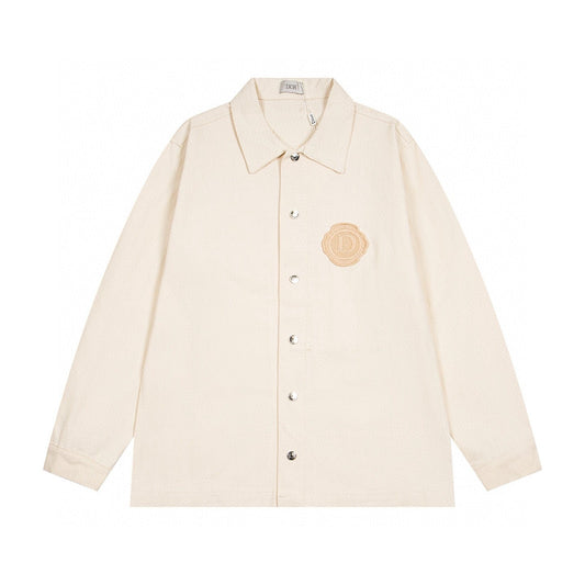 260506 New high-quality beige embroidered printed denim jacket