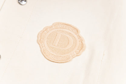 260506 New high-quality beige embroidered printed denim jacket