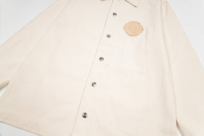 260506 New high-quality beige embroidered printed denim jacket