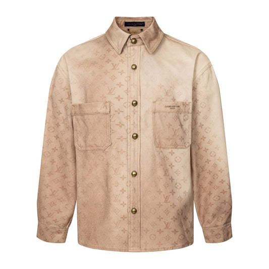 260506 New high-quality faded double-pocket distressed denim shirt jacket