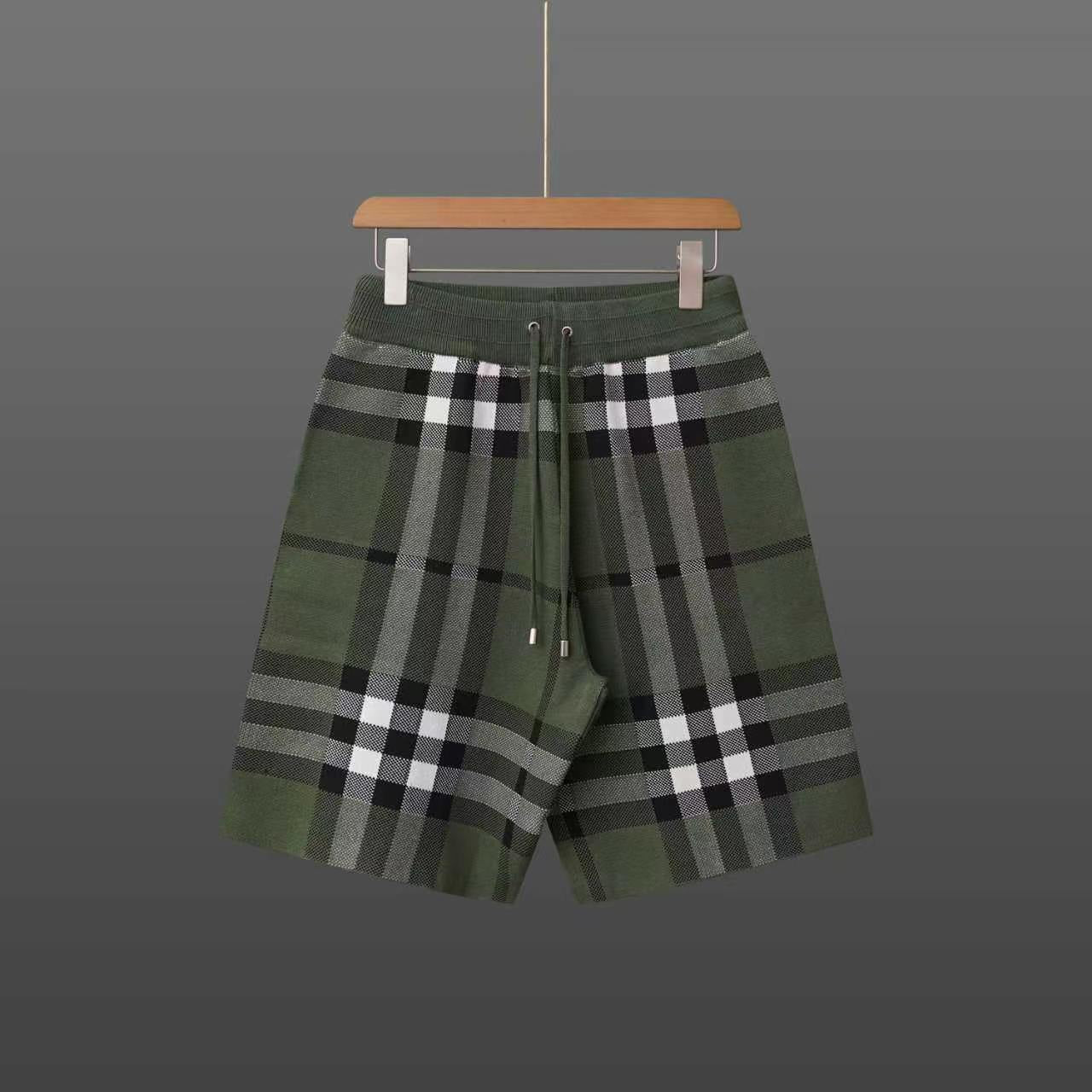 260506 New high-quality jacquard wool-spun cotton yarn checked woolen short pants