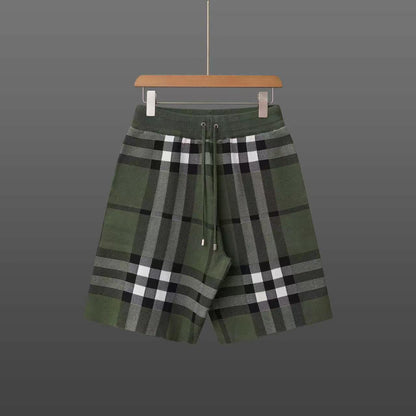 260506 New high-quality jacquard wool-spun cotton yarn checked woolen short pants