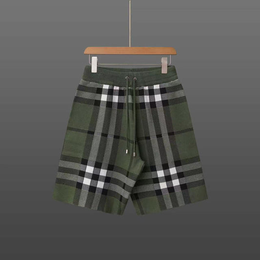 260506 New high-quality jacquard wool-spun cotton yarn checked woolen short pants