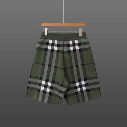 260506 New high-quality jacquard wool-spun cotton yarn checked woolen short pants