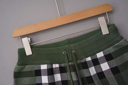 260506 New high-quality jacquard wool-spun cotton yarn checked woolen short pants