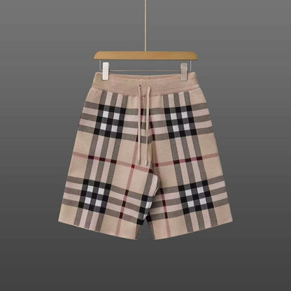 260506 New high-quality jacquard wool-spun cotton yarn checked woolen short pants