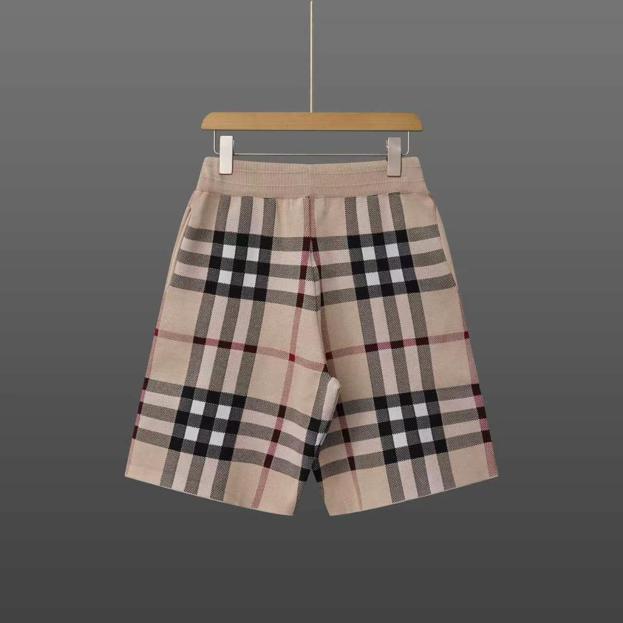 260506 New high-quality jacquard wool-spun cotton yarn checked woolen short pants