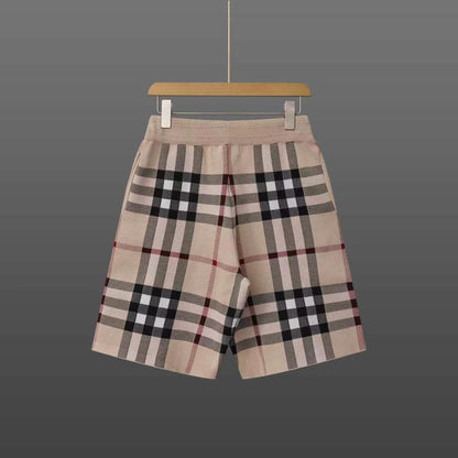 260506 New high-quality jacquard wool-spun cotton yarn checked woolen short pants