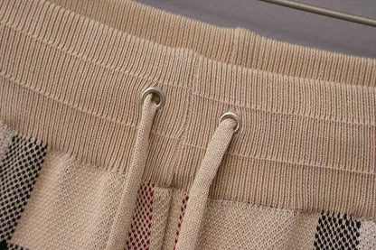 260506 New high-quality jacquard wool-spun cotton yarn checked woolen short pants