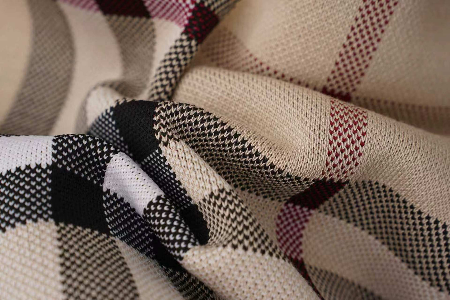260506 New high-quality jacquard wool-spun cotton yarn checked woolen short pants