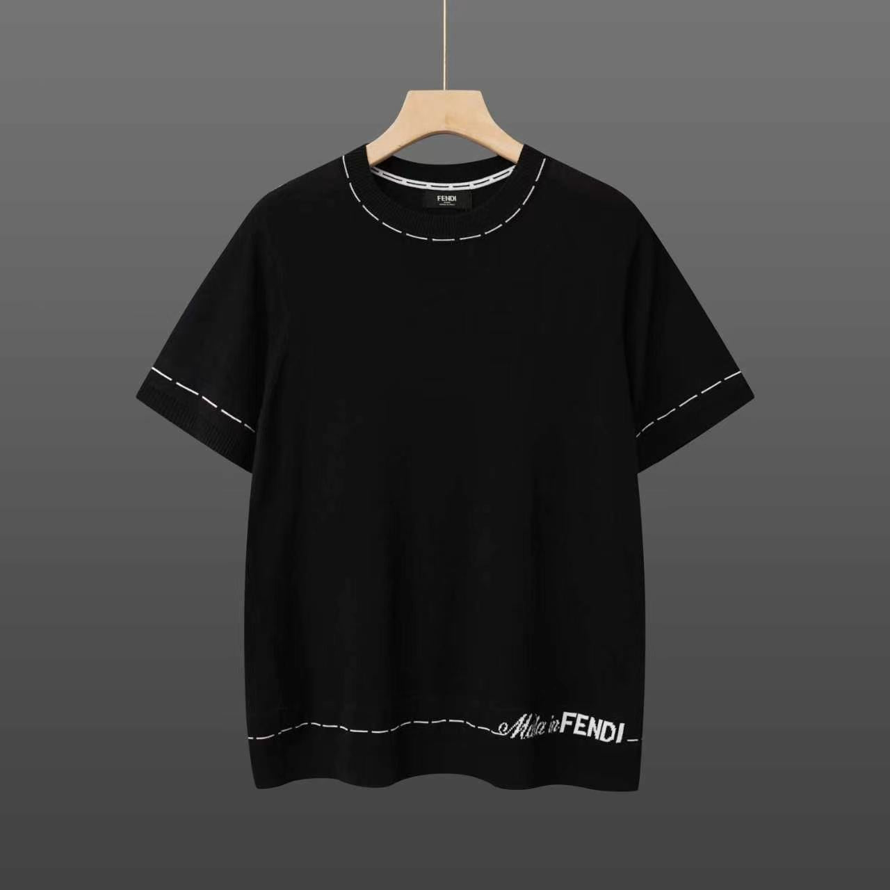 260506 New high-quality jacquard wool-spun cotton yarn knitted T-shirt