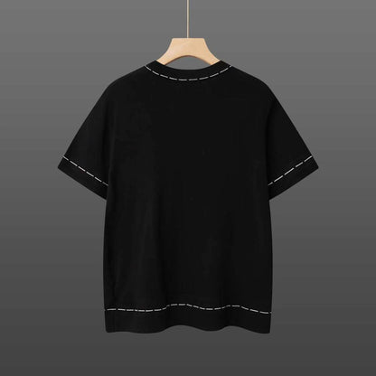 260506 New high-quality jacquard wool-spun cotton yarn knitted T-shirt
