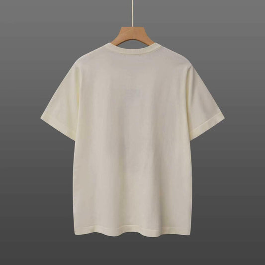 260506 New high-quality T-shirt featuring a duck pattern on the chest, made of a blend of wool and cotton yarn with a jacquard weave.