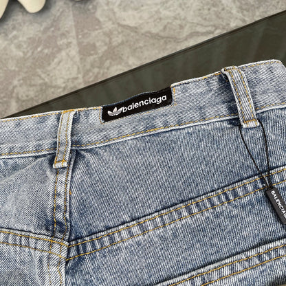 260506 New heavy-duty stitched striped wide-leg jeans