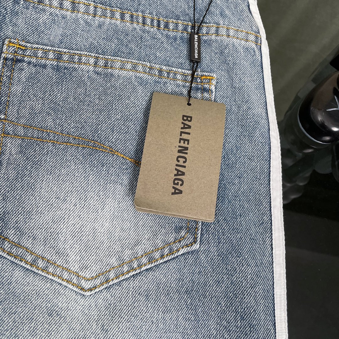 260506 New heavy-duty stitched striped wide-leg jeans