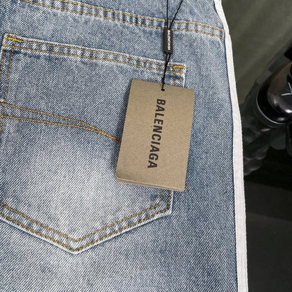 260506 New heavy-duty stitched striped wide-leg jeans