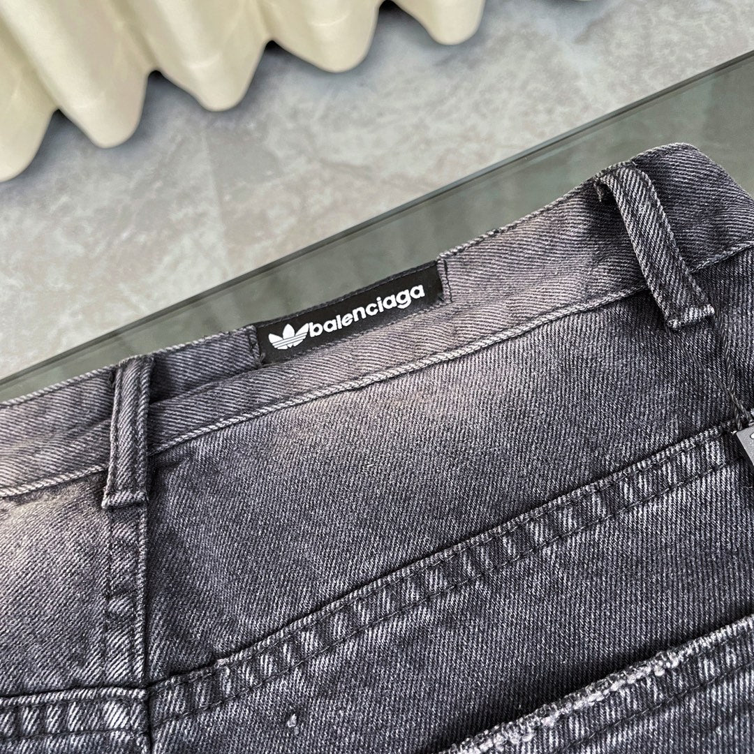 260506 New heavy-duty stitched striped wide-leg jeans