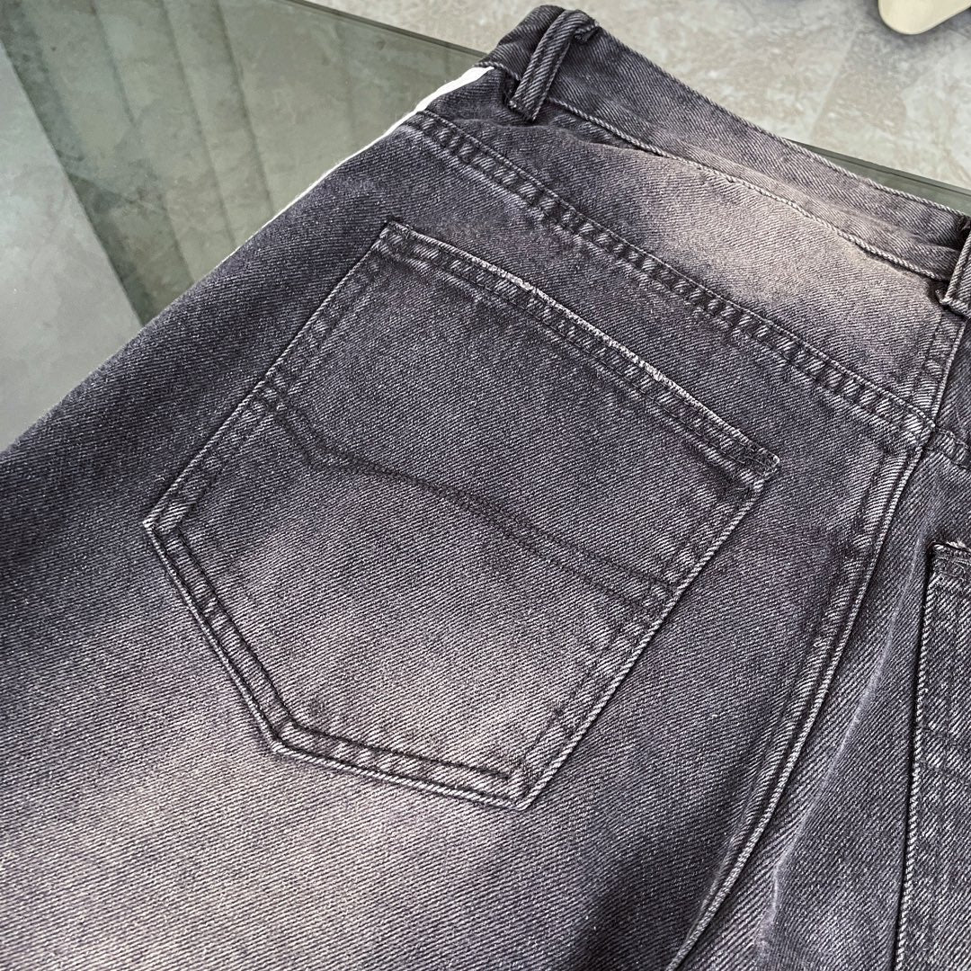 260506 New heavy-duty stitched striped wide-leg jeans