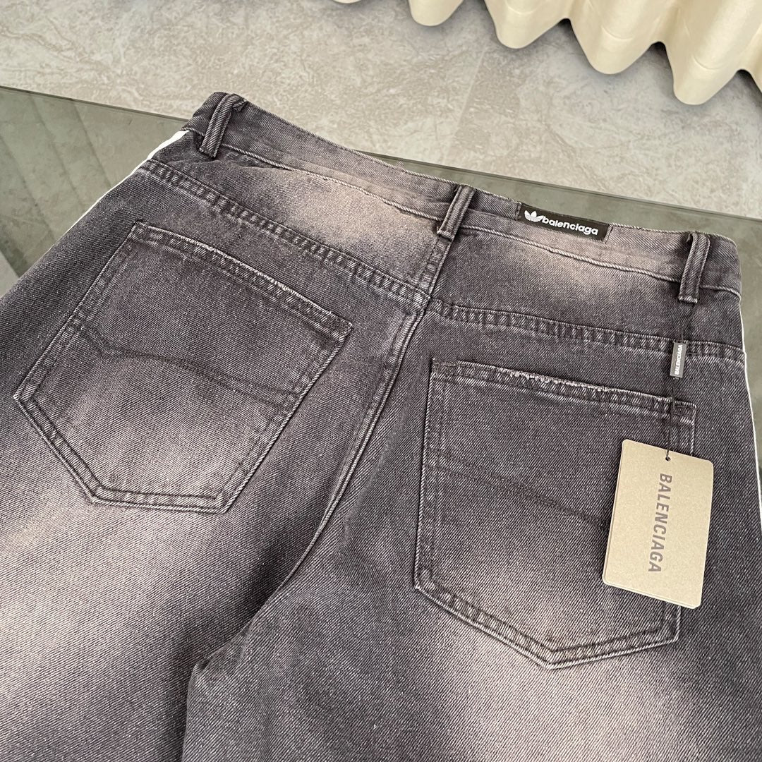 260506 New heavy-duty stitched striped wide-leg jeans