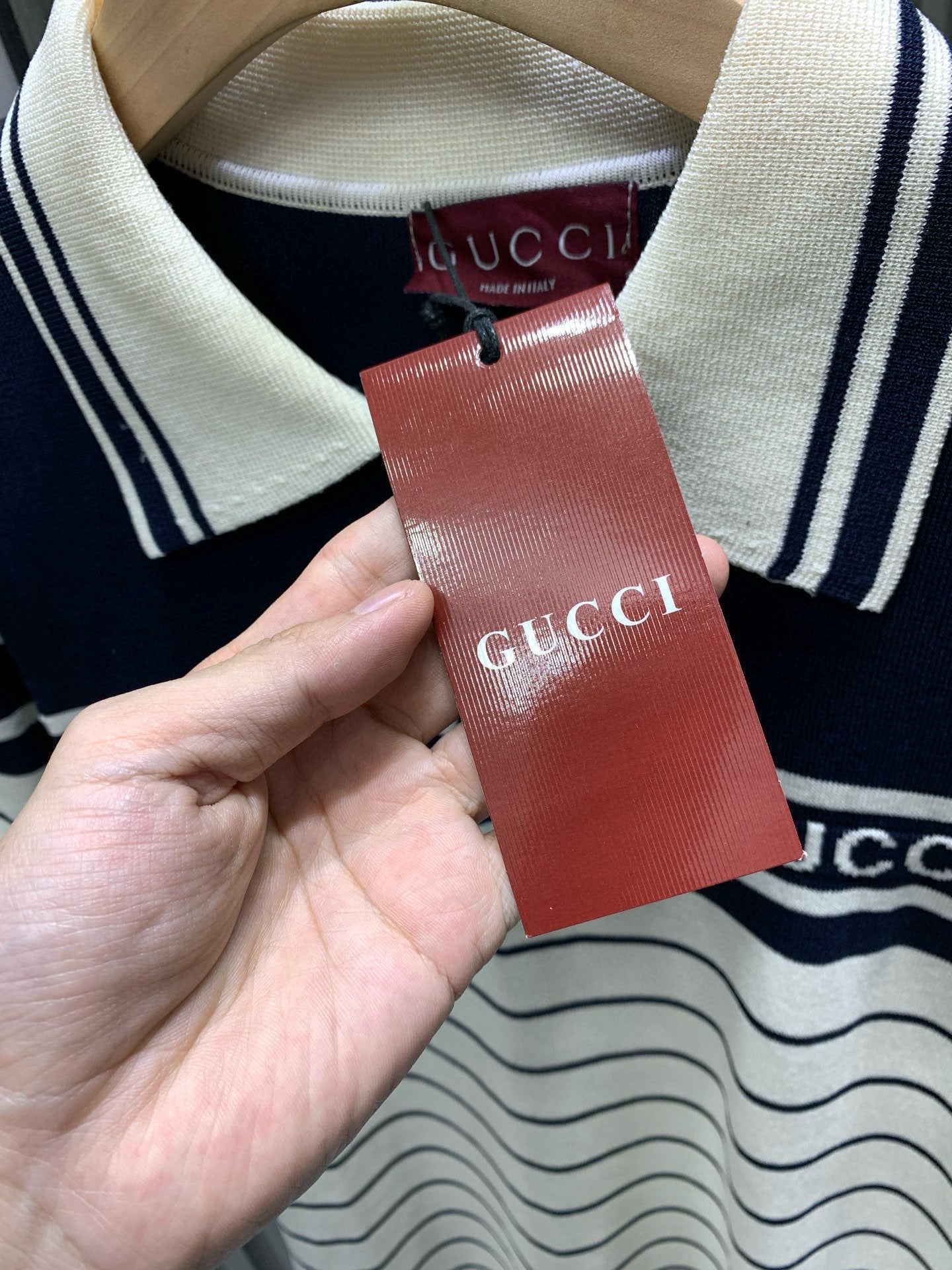 260506 New high-quality striped contrast knit polo shirt