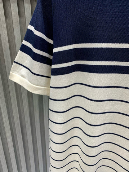 260506 New high-quality striped contrast knit polo shirt