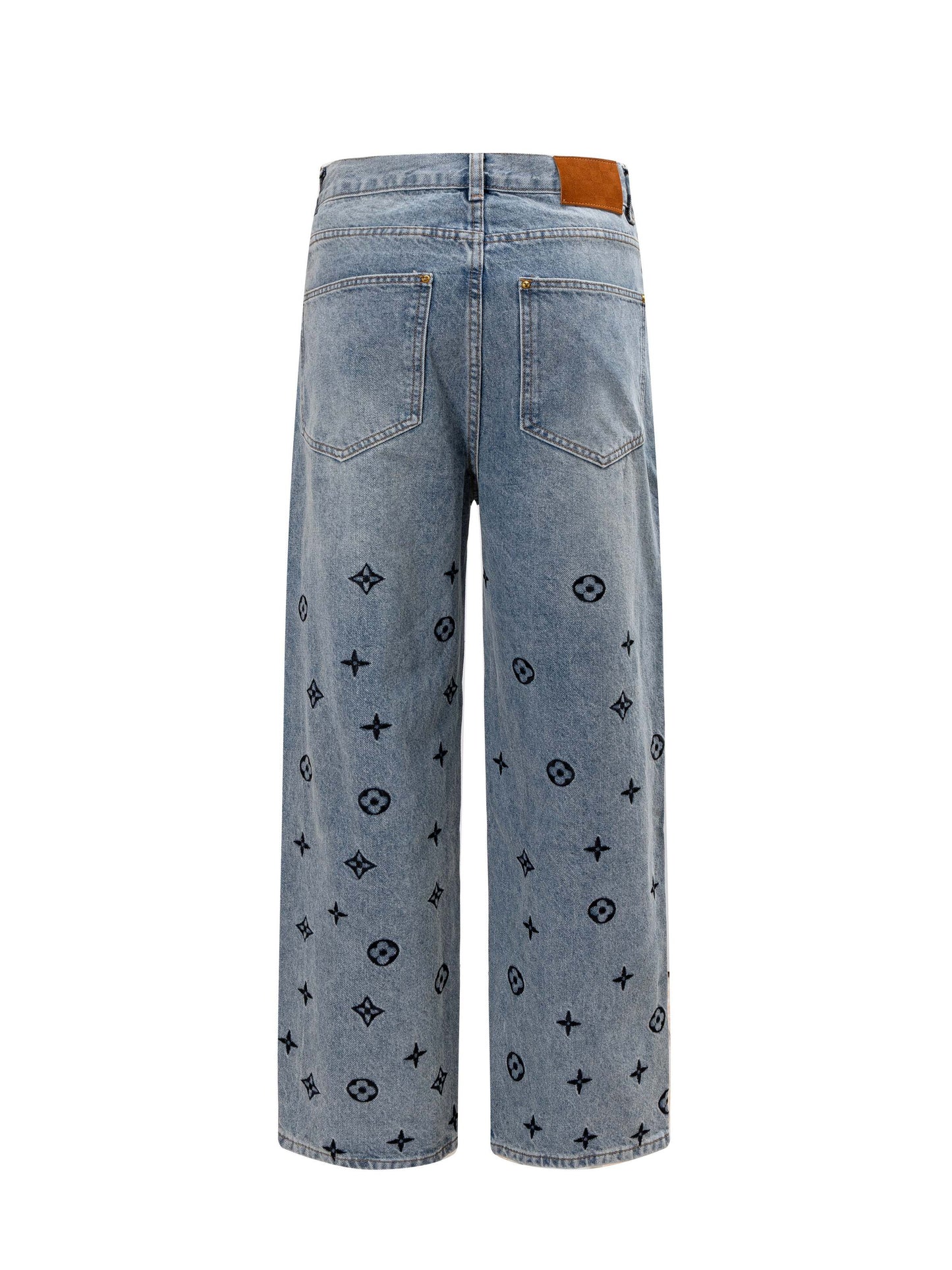 260506 New high-quality hand-woven denim trousers with full-printed letters