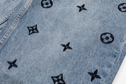 260506 New high-quality hand-woven denim trousers with full-printed letters
