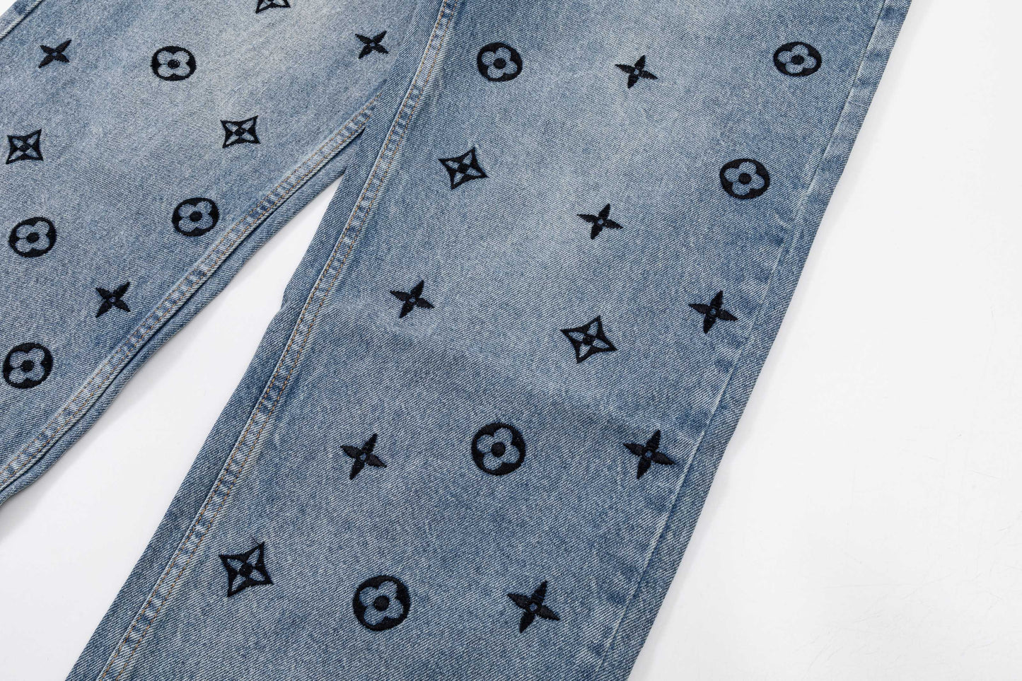 260506 New high-quality hand-woven denim trousers with full-printed letters