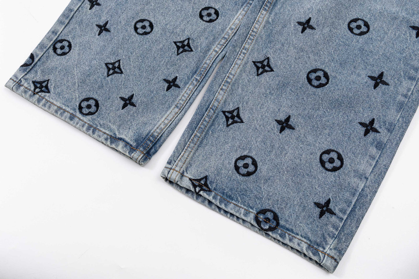 260506 New high-quality hand-woven denim trousers with full-printed letters