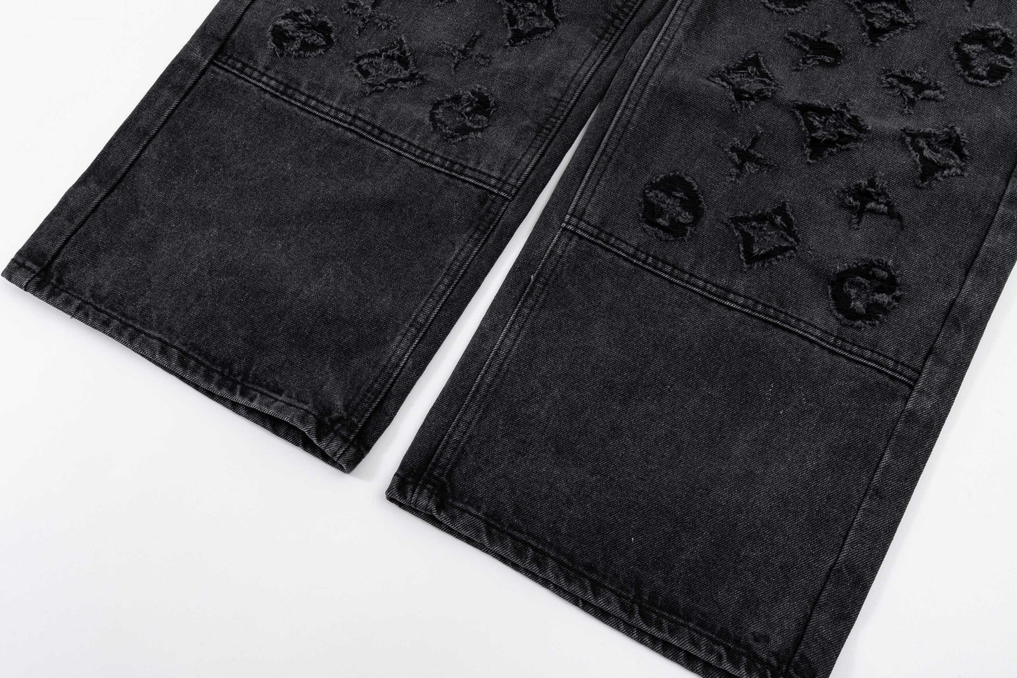 260506 New high-quality hand-woven denim trousers with full-printed letters