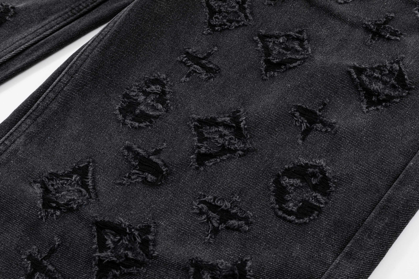 260506 New high-quality hand-woven denim trousers with full-printed letters